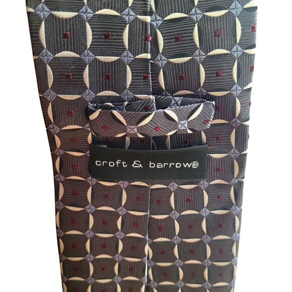 Set of 3 Croft & Barrow Men's Ties Accessories Red Black Gray Blue Maroon Cream - Picture 3 of 7